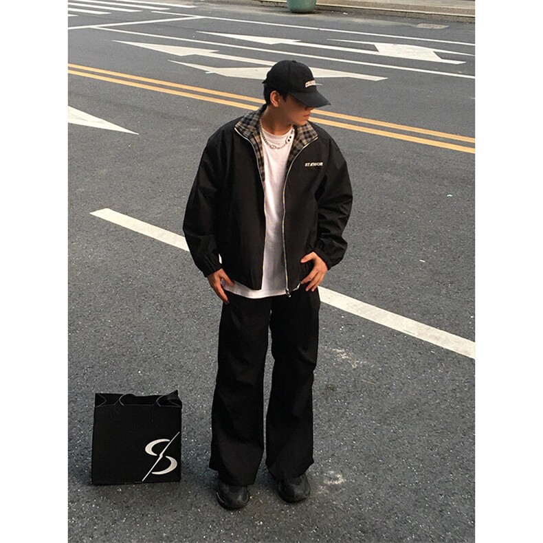 特P80 无差价新款春秋时尚正反穿百搭夹克外套-HJ5728 男模外景图片