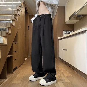 长裤潮慵懒风西裤垂坠感小个子男显高休闲微喇直筒裤X321/P42图片