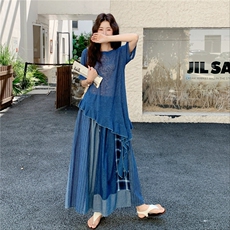 设计感不规则上衣套装裙女2025夏季新款宽松时尚显瘦半身裙两件套，女装套装/套裙，2C262