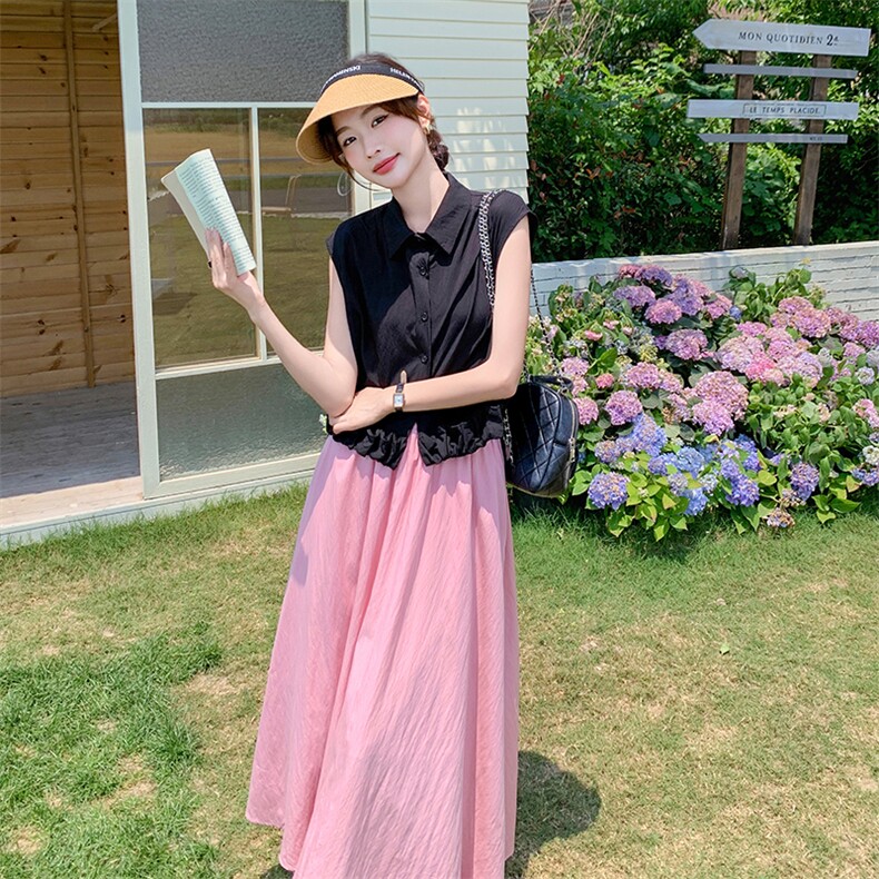 夏季穿搭一整套时尚女2025年新款韩系高级感衬衫半身裙,女装连衣裙,2C032