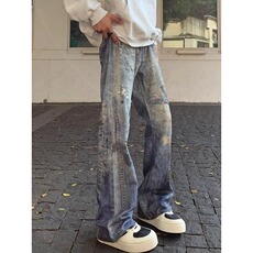 美式脏染微喇水洗高街男女牛仔裤513ACK2617P55，男装牛仔裤，星座513A