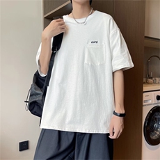 夏季情侣日系复古宽松休闲上衣潮牌百搭圆领短袖T恤男T1284-P26，男装T恤，星座512-2