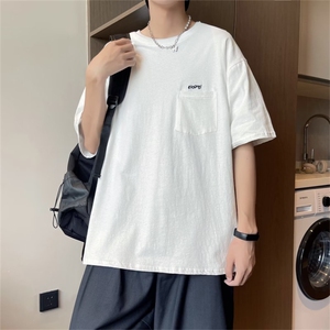 夏季情侣日系复古宽松休闲上衣潮牌百搭圆领短袖T恤男 T1284-P26图片
