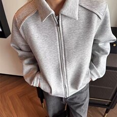 春季简约纯色立领开衫卫衣男女宽松廓形短款棒球服外套，女装短外套，星座1210-1