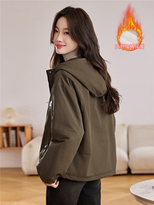 现货！现货！2025冬季新款加绒加厚连帽棉衣棉服女图片