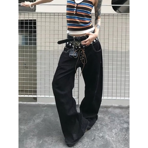 小众双腰原牛弯刀牛仔裤叠堆设计感显高NZ799-P63图片