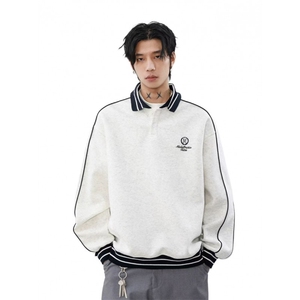 1506/QY2870/P50BOYUE帛跃日系复古条纹棒球服夹克情侣休闲卫衣图片