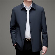 夹克男秋季中年宽松免烫男士中长款风衣外套爸爸装商务休闲男装，男装风衣，电商B212（原钱塘6029）