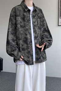 衬衫男秋季新款港风宽松大码灯芯绒扎染长袖衬衫CS8108-P42图片