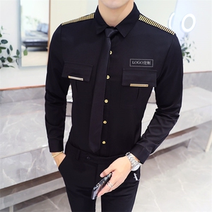 YC090-V2021新款男潮长袖衬衫夜店酒吧KT衬衣大码个性logo定制P50图片