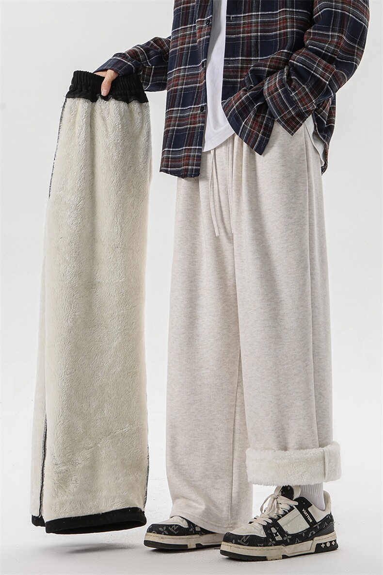 8XL-M特大码工装加绒裤男纯色宽松裤卫裤休闲基础款K995P65,男装休闲裤,电商D206-1