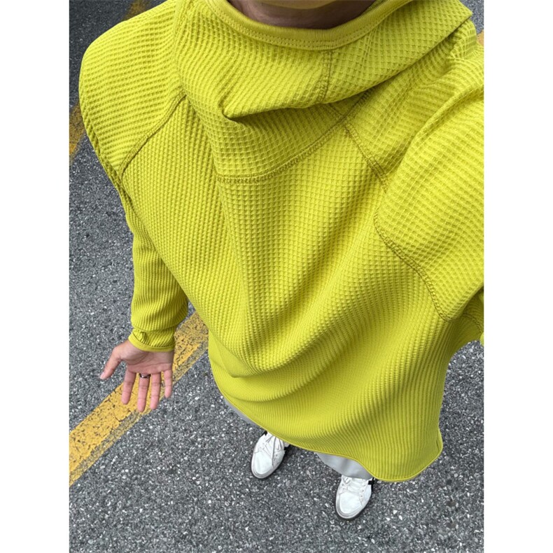 白色华夫格连帽卫衣男款专业晨跑速干衣户外运动骑行服长袖打底衫,男装T恤,电商C310