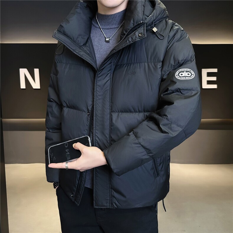 6086-m到3xL-P215标50店主风冬季男士休闲简约连帽修身羽绒服男图片