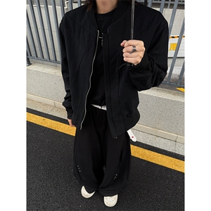 美式红内短款飞行夹克男秋季解构倒外套痞帅棒球服BJK1032图片