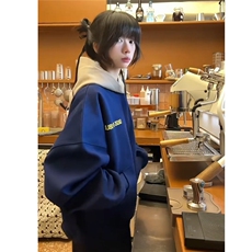 2025春季短款帽子撞色百搭帽子印花潮牌连帽卫衣D328-WW01-P58，男装卫衣，电商D328