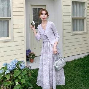 高级感甜美雪纺碎花长裙2025新款法式粉色吊带连衣裙女夏图片