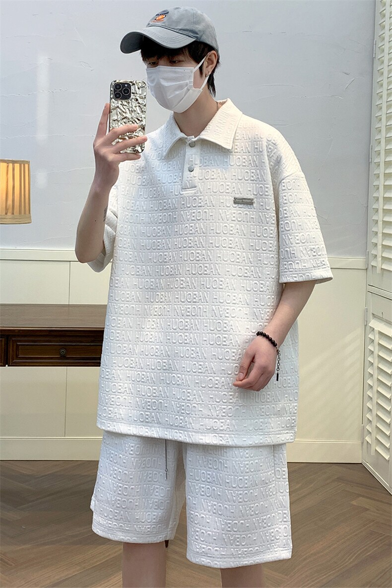 夏款青少年立体提花半袖套装运动翻领Polo衫男女7802-P75控价108,男装Polo衫,电商A441-1