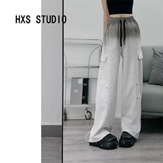 港风秋款男女休闲卫裤铆钉褶皱直筒扎染工装长裤h154P48，男装休闲裤，星座1013-1