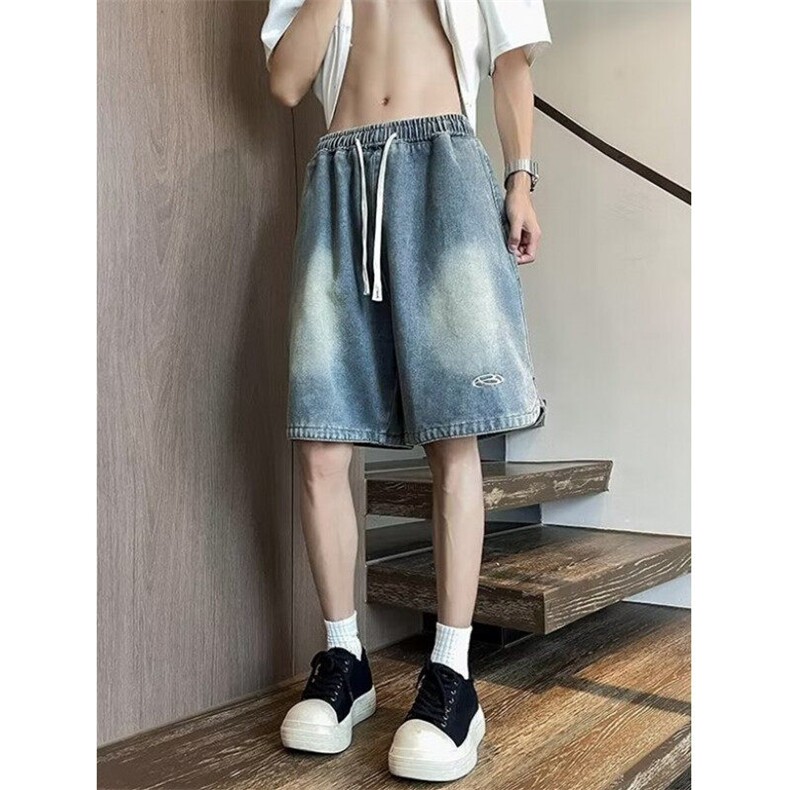牛仔短裤夏季港风休闲五分裤宽松外穿百搭复古简约男裤NK57,男装牛仔裤,星座1116A（原606A-3）