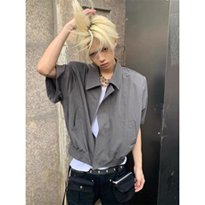 cleanfit设计感TR面料夏季拉链短袖衬衫男女外套短款上衣C3009，男装衬衫，星座1116A（原606A-3）