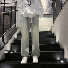 加绒加厚牛仔裤男黄泥色宽松直筒阔腿裤牛仔裤JR630-P48，男装牛仔裤，星座1001-1