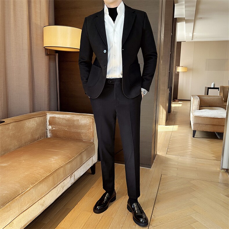 加厚星空呢商务休闲西服两J件男大码套西装套装，男装西服套装，电商A449