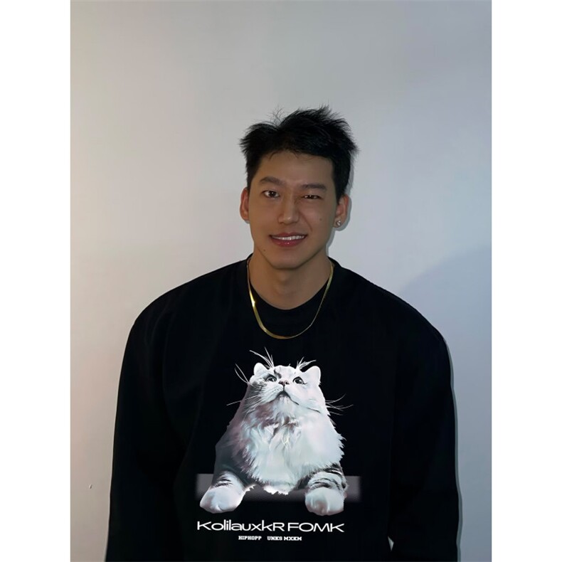 黑色长袖t恤男春季新款港风纯棉打底衫男款重磅全棉内搭潮,男装T恤,星座506A