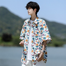 8XL-M花衬衫男短袖夏季薄款冰丝半袖宽松大码休闲外套DC28008P38，男装衬衫，电商B312