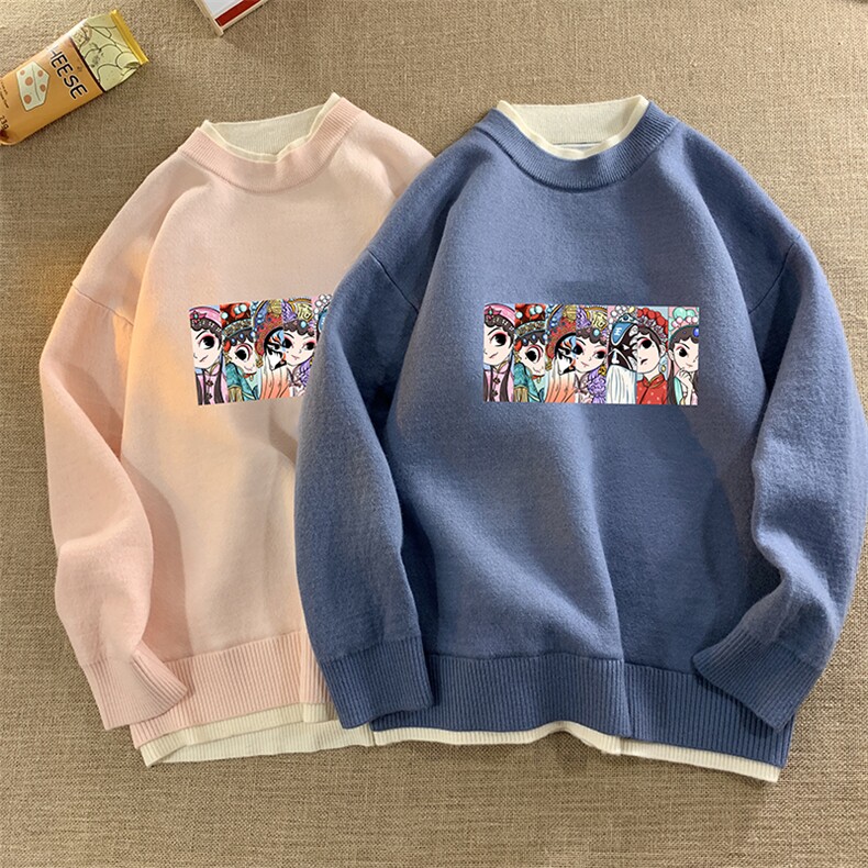 控78假两件毛衣男大码加绒针织衫男毛线衣M80250-P55加绒P70,男装针织衫/毛衣,电商A040