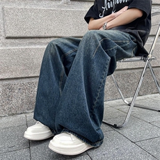 2024新款复古做旧水洗牛仔裤男潮牌直筒休闲裤现货K7838-P41，男装牛仔裤，星座512-3