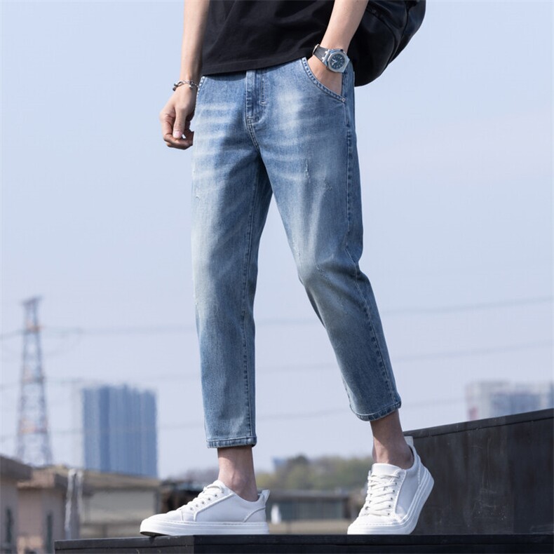 特P45无差价潮流牛仔裤男九分裤修身小脚男裤春季潮牌百搭K325,男装牛仔裤,星座1006-1