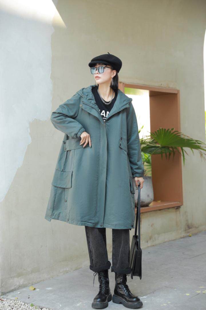 【现货】新款秋冬款重磅高级感爆棚纯中长款风衣外套，女装风衣，得瑟空间