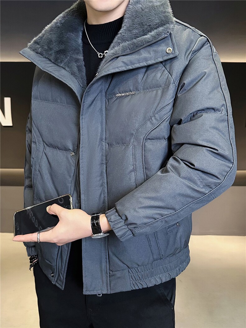 9809-M-3XL-P215标50绒店主风冬季休闲百搭纯色毛领羽绒服男,男装羽绒服,电商B255