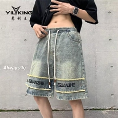 美式复古vintage牛仔短裤男款夏感裤子高街vibe五分裤KK163-P40，男装牛仔裤，星座911-3