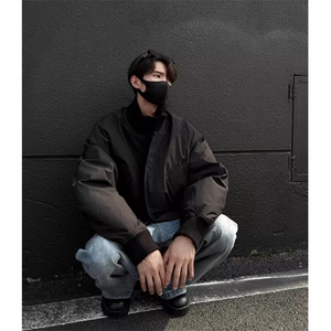 小众设计感立领棉衣外套男款秋冬美式飞行员夹克廓形棒球服棉衣图片