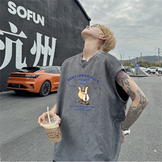 麂皮绒背心坎肩男T恤美式港风潮JB453-特P19控38，男装背心/马甲，电商B370