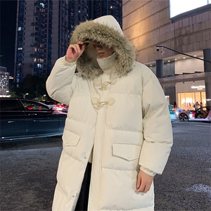 现货 中长款棉衣男冬季加厚棉袄宽松连帽毛领棉服外套M107-P120图片