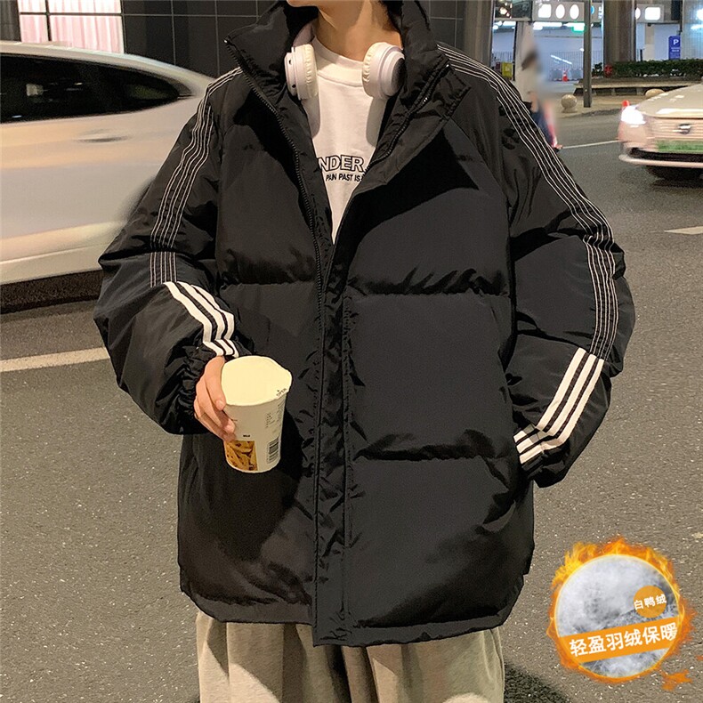 冬季加厚保暖条纹织带拼接立领白鸭绒羽绒YR110特批P135控228,男装羽绒服,电商A247