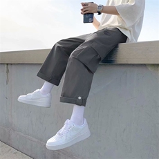 日系大口袋工装裤子男韩版潮流夏季直筒宽松休闲阔腿裤G6326-P30，男装休闲裤，星座1008-1