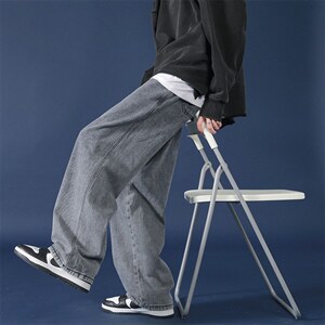 牛仔裤男宽松直筒裤子ins港风阔腿拖地休闲裤A080-9280-P35控48，男装牛仔裤，电商A080