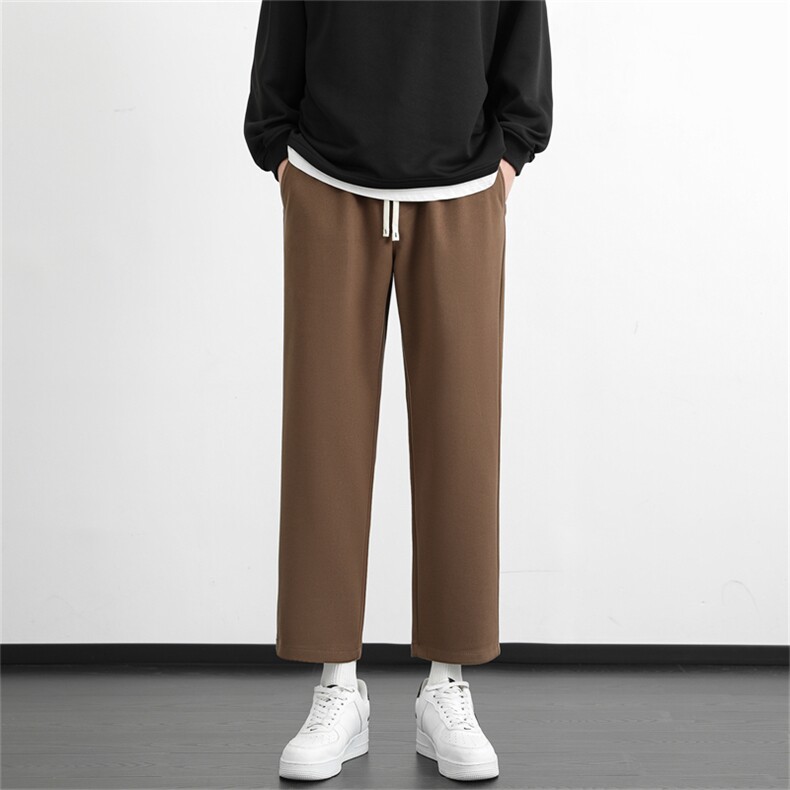 毛呢裤子男韩版秋冬新款加绒加厚九分西裤男士宽松垂感西装裤休裤，男装西服套装，星座505-2（原电商A260-1)