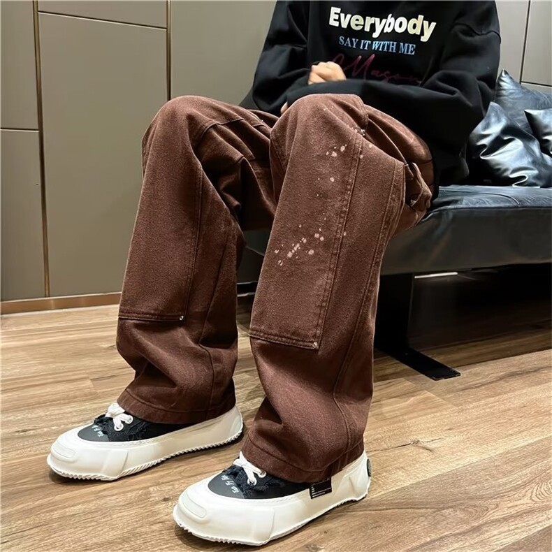 牛仔裤男秋季潮大码休闲裤子高街T297P60图片