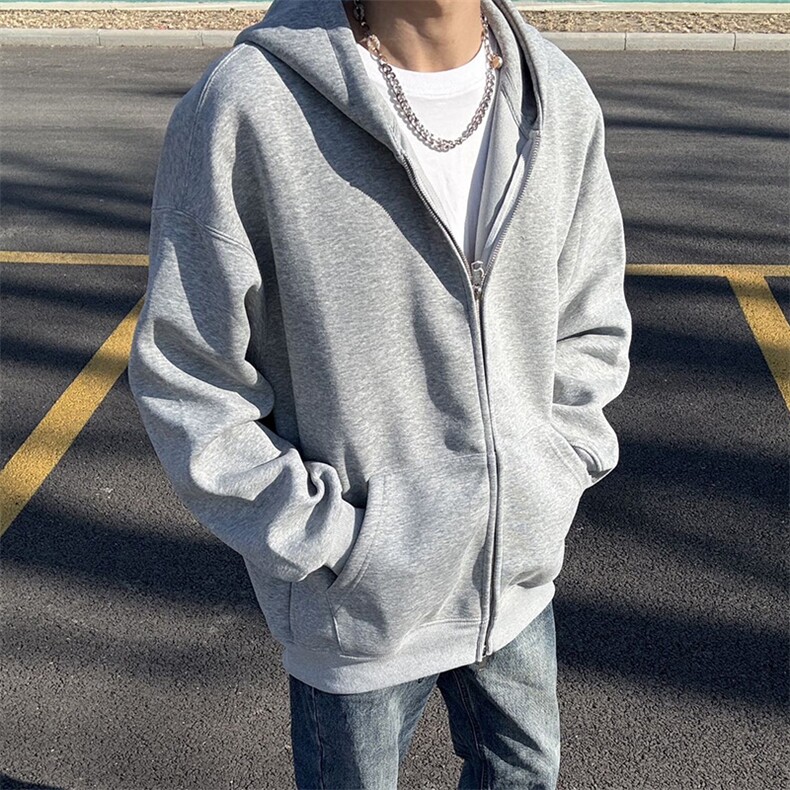 抖音得物高品质二开350克秋冬双头双拉链卫衣开衫外套W74，男装卫衣，电商A486