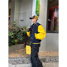 百搭文艺简约日系潮流新款时尚流行慵懒龙凤尼拼皮毛巾绣外套原宿，女装短外套，星座1210-1