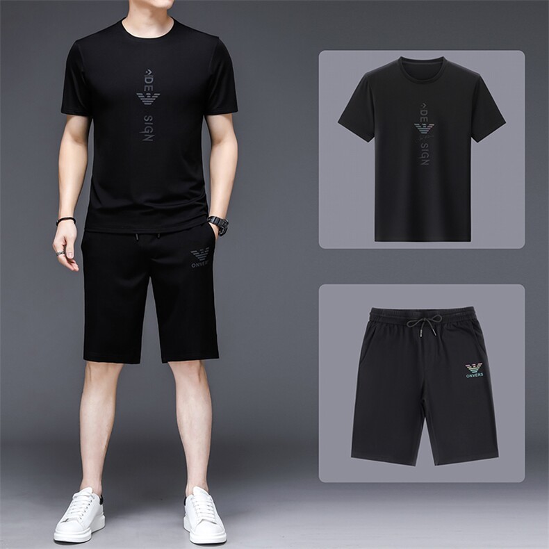 中年人运动服套装男士夏季新款商务休闲服中老年短袖圆领三件套男,男装休闲套装,电商B212（原钱塘6029）
