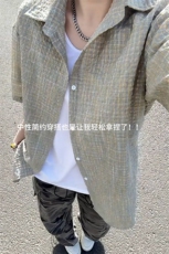 B221美式ins高街宽松薄款泡泡格短袖衬衫SY2548-特P35控59，男装衬衫，电商B221