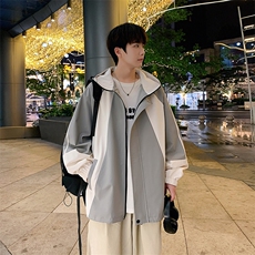 港风拼接上衣夹克宽松落肩拼色冲锋衣外套JK836P75，男装夹克，星座1204-3