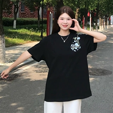 万针全刺绣解构设计260克重磅双纱纯棉高品质美式高街短袖T恤特35，男装T恤，电商A486