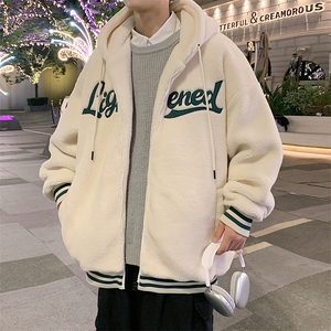 冬季棉服加厚保暖字母棉衣港风潮流羊羔毛外套男A409-1图片