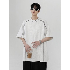 wassuphappy美式短袖t恤男夏季2025新款潮流拼接设计感休闲上衣，男装T恤，星座1005-4